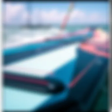 Close-up of a kiteboard showcasing volume and dimensions