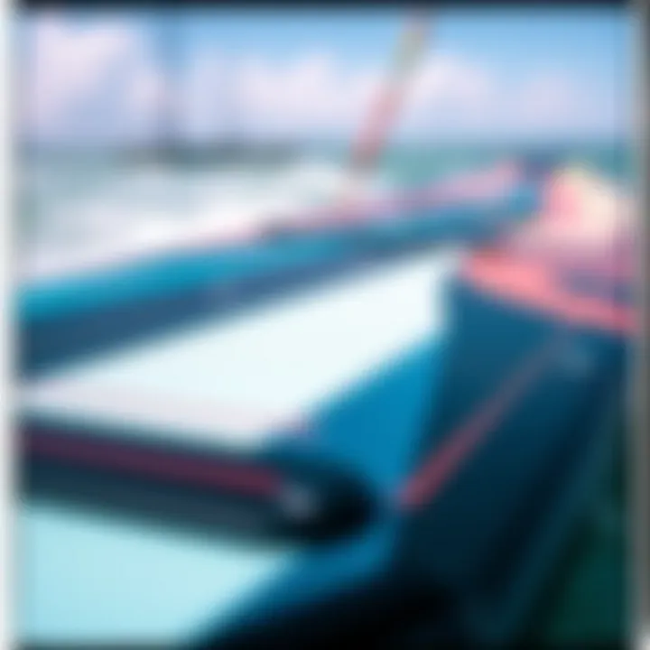 Close-up of a kiteboard showcasing volume and dimensions
