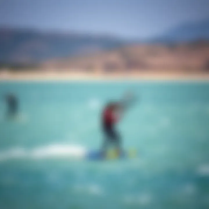 A rider testing various kiteboard sizes on the water