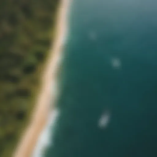 Aerial view of kiteboarders in Maui waters