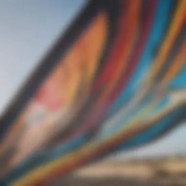 Close-up of kite fabric and stitching