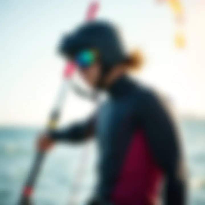 Ideal Fitting of a Summer Wetsuit A kiteboarder showcasing the perfect fit of a summer wetsuit