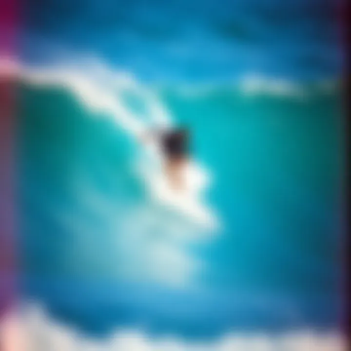 A rider skillfully maneuvering the Wavemaster surfboard on dynamic waves