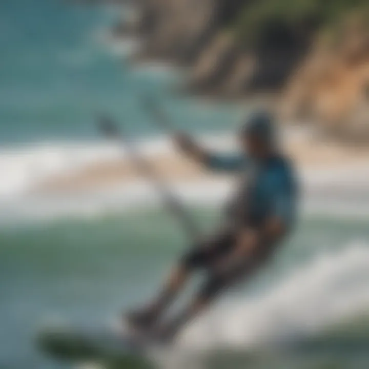 Kiteboarder using a wind map for navigation