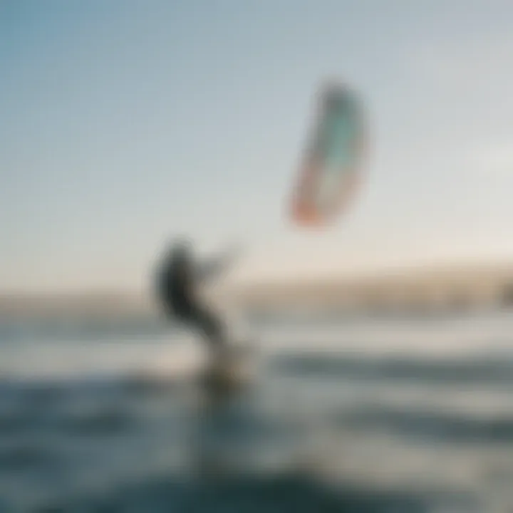 Kiteboarding during high tide