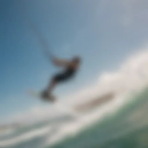 An overview of kiteboarding during a windy day