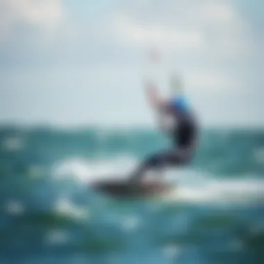 Cold water kiteboarding in action