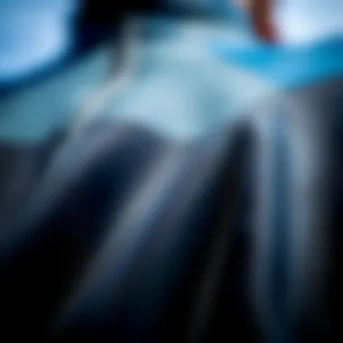 High-Quality Wetsuit Materials A close-up of a high-quality wetsuit showcasing its texture and materials.