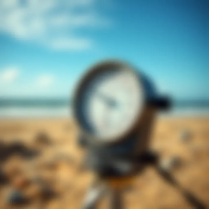 Precision Measurement of Wind Conditions An anemometer measuring wind speed on the beach