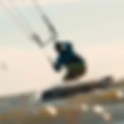 A kiteboarder navigating through strong wind gusts