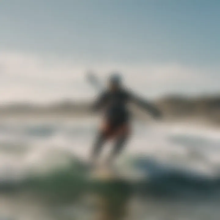 Kiteboarding in strong winds showing dynamic movement