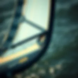 A detailed view of a wing surfer foil showcasing its intricate design and components