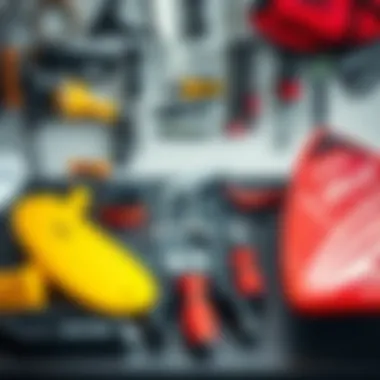 Maintenance Essentials for Wing Surfer Foils Maintenance tools and practices for wing surfer foils displayed in an organized manner