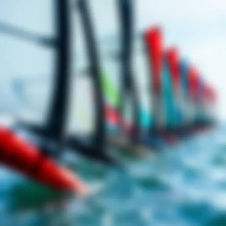 Types of Wing Surfer Foils Different types of wing surfer foils lined up for comparison