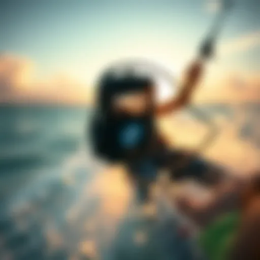 Waterproof MP3 player in action during kiteboarding