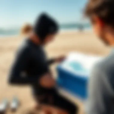 Interpreting Waves Maps for Optimal Performance Kiteboarder interpreting a waves map on the beach