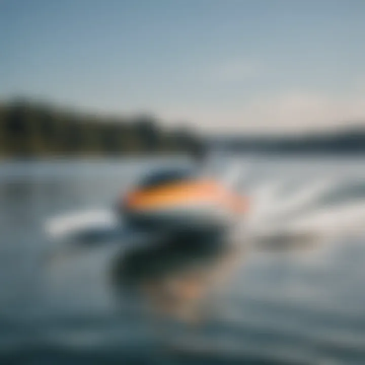 A sleek view of the Waydoo Electric Hydrofoil gliding over water