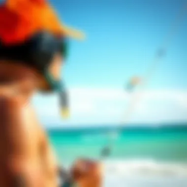 Assessing Weather Conditions for Kiteboarding Kiteboarder checking weather conditions before heading out
