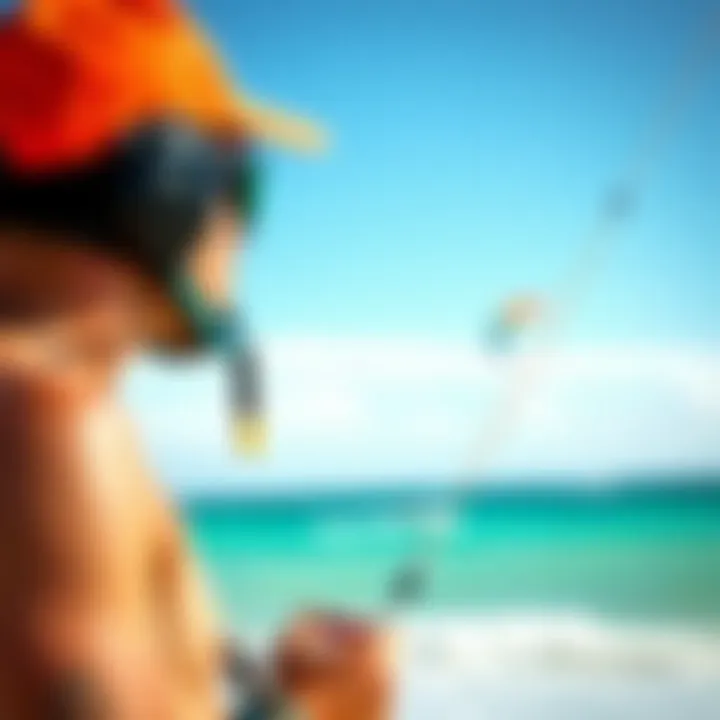 Assessing Weather Conditions for Kiteboarding Kiteboarder checking weather conditions before heading out