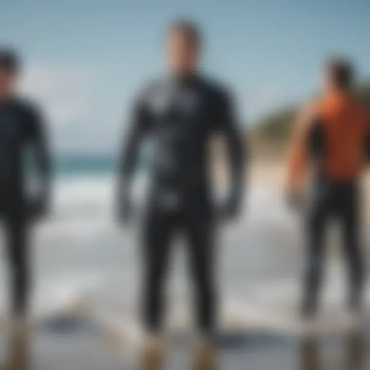 Illustration comparing wet suits and dry suits in different environmental conditions