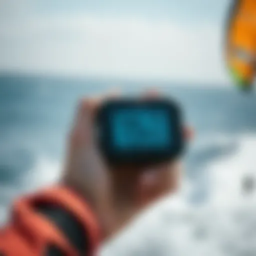 An advanced handheld wind speed indicator in action