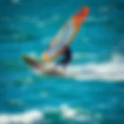 Dynamic windsurfing action on a vibrant sea