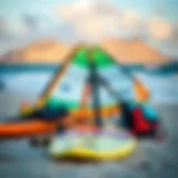 Windsurfing gear at the beach