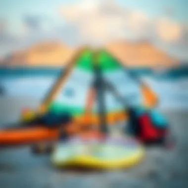 Windsurfing Equipment Overview Windsurfing gear at the beach