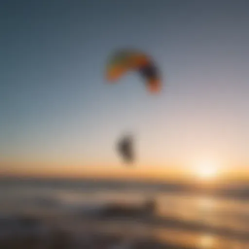 A dynamic view of wing kitesurfing at sunset