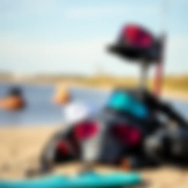 Essential Kiteboarding Gear in Zeeland Kiteboarding equipment set against Zeeland's backdrop