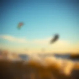 Kiteboarders soaring over the waves of Zeeland